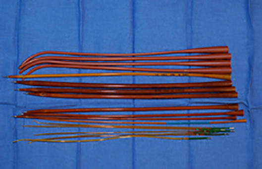 Assortment of medical catheters.