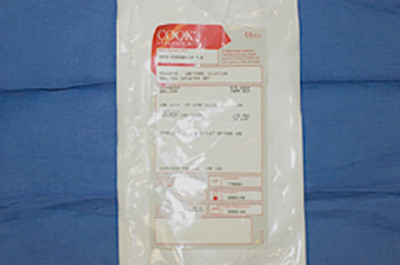 Sealed package with medical label.