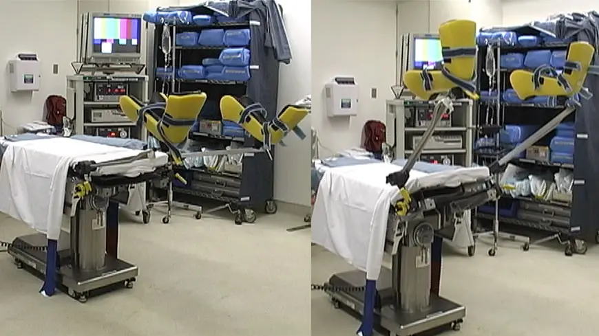 A Collage Image of a Surgery Room With a Bed